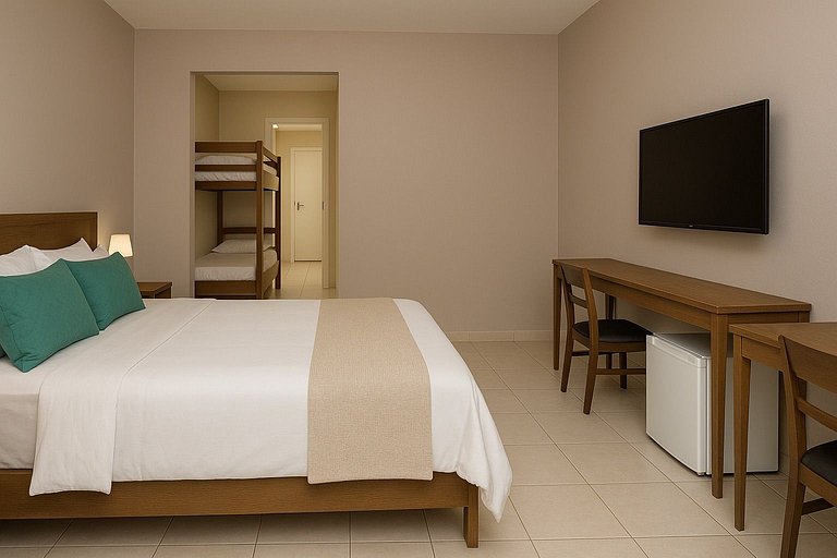 Suite Faília cama casal e 2 Beliches- 6 hospedes